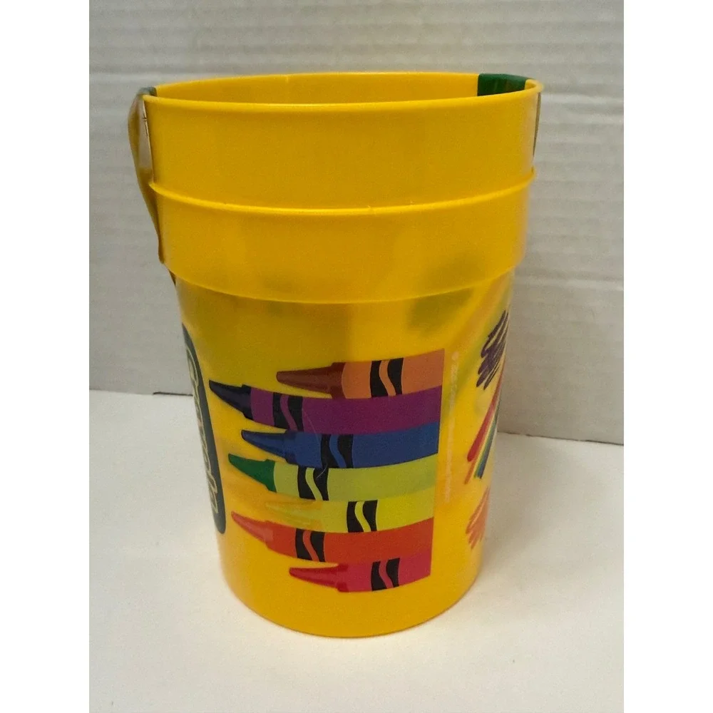 Crayola 2 Pack Plastic Tumblers Yellow Rainbow Crayon Character BPA Free 18092